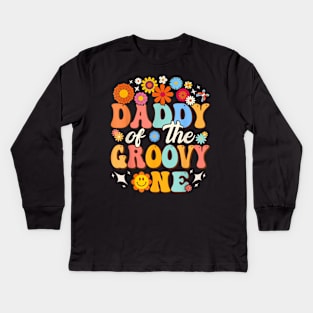 Retro Daddy Of Groovy One Matching Family 1St Birthday Party Kids Long Sleeve T-Shirt